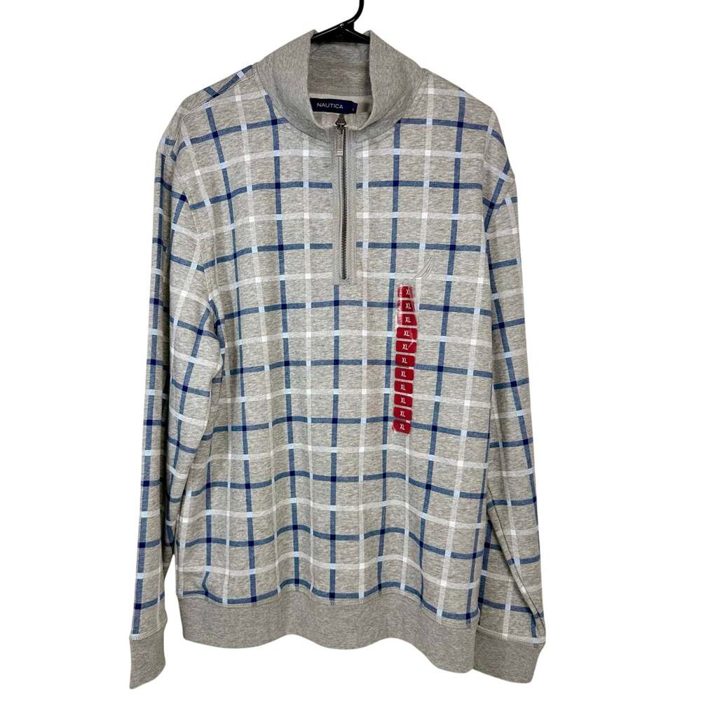 Nautica Windowpane Quarter-Zip Sweater, XL NWT
